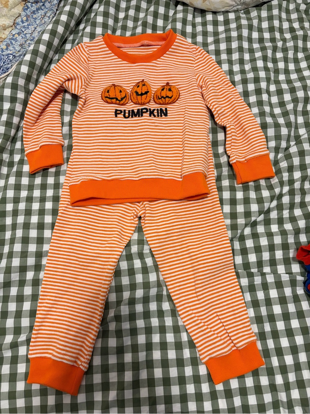 Orange Striped "Pumpkin" Kids Pajama Set
